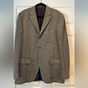 Polo Ralph Lauren Silk & Wool Tweed Herringbone Sport Coat Jacket 42L ITALY